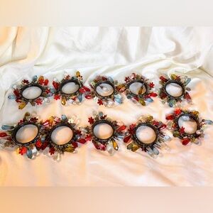 Jeweled and Beaded Napkin Holders Set Of 10 Boho Hippie India 1.5 inch Ring